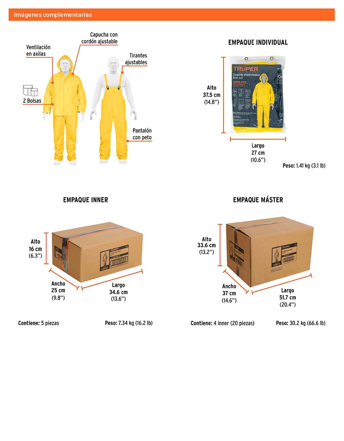 Conjunto impermeable doble capa talla CH