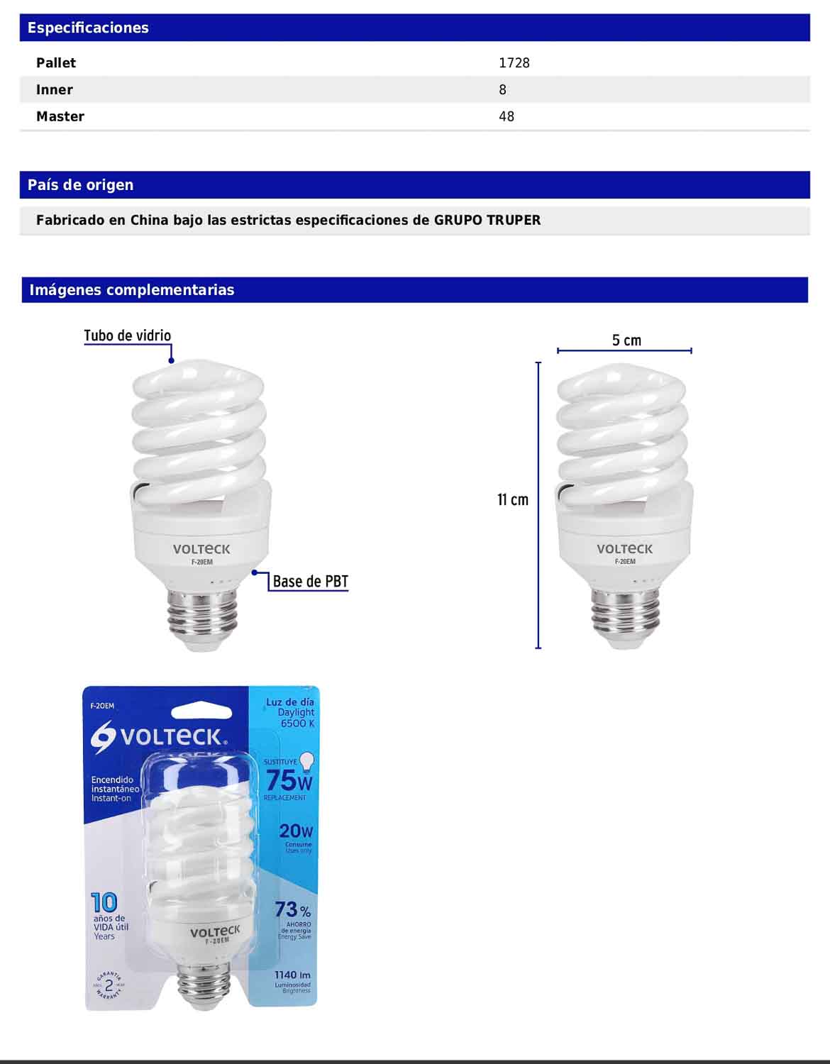 Lámpara espiral mini T2 de 20 W con luz de día