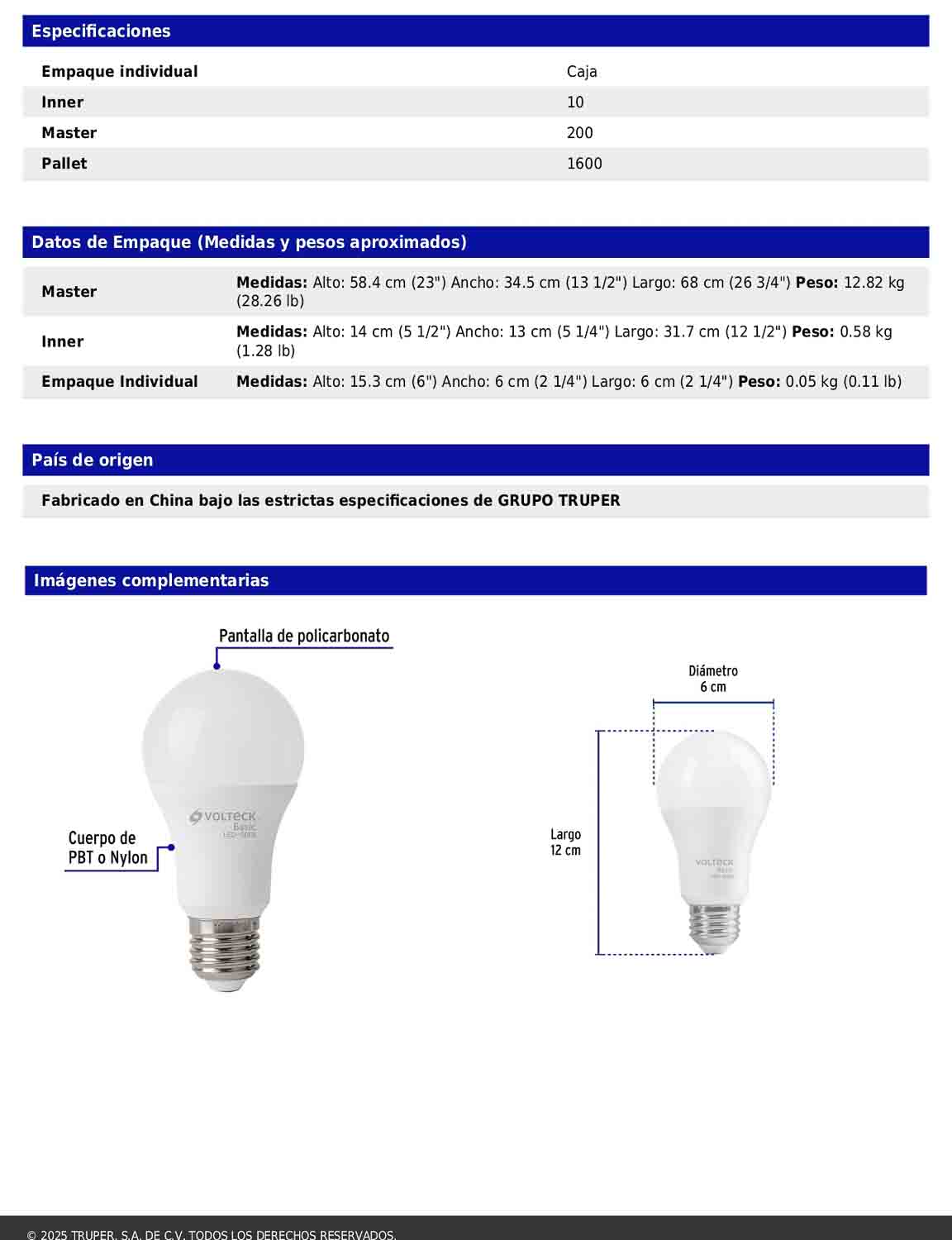 Foco LED 14W A19 6500K blanca fría 1150 lm BASIC