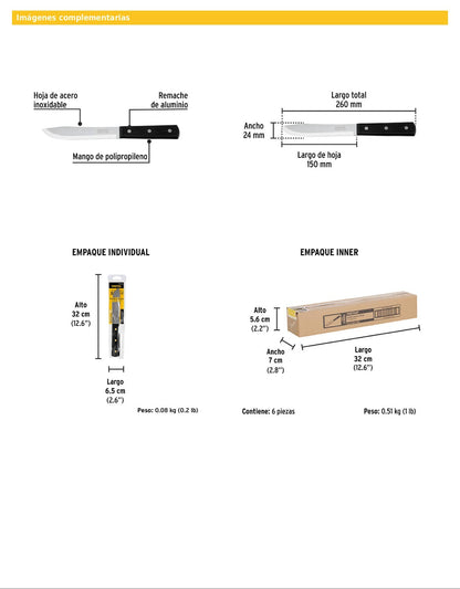 Cuchillo cebollero de 6 pulgadas con mango de polipropileno