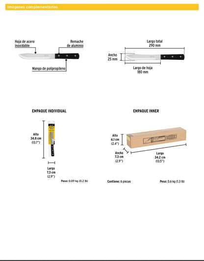 Cuchillo cebollero de 7 pulgadas con mango de polipropileno