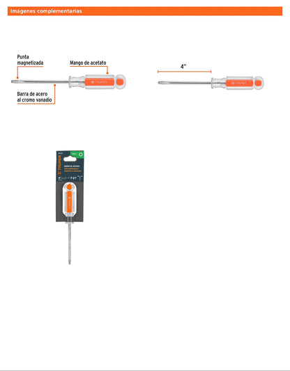 Desarmador Torx T-27 con barra de 10.16 cm y mango de acetato