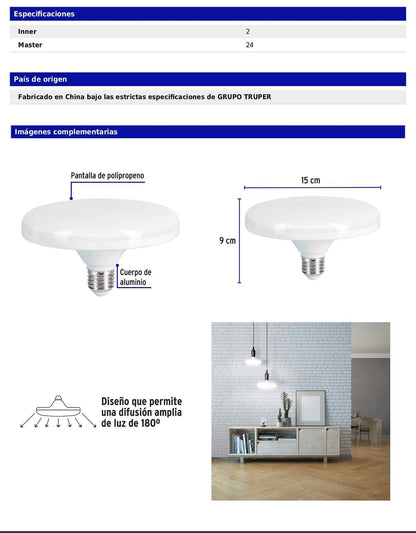Lámpara LED tipo ovni de 18 W con luz de día
