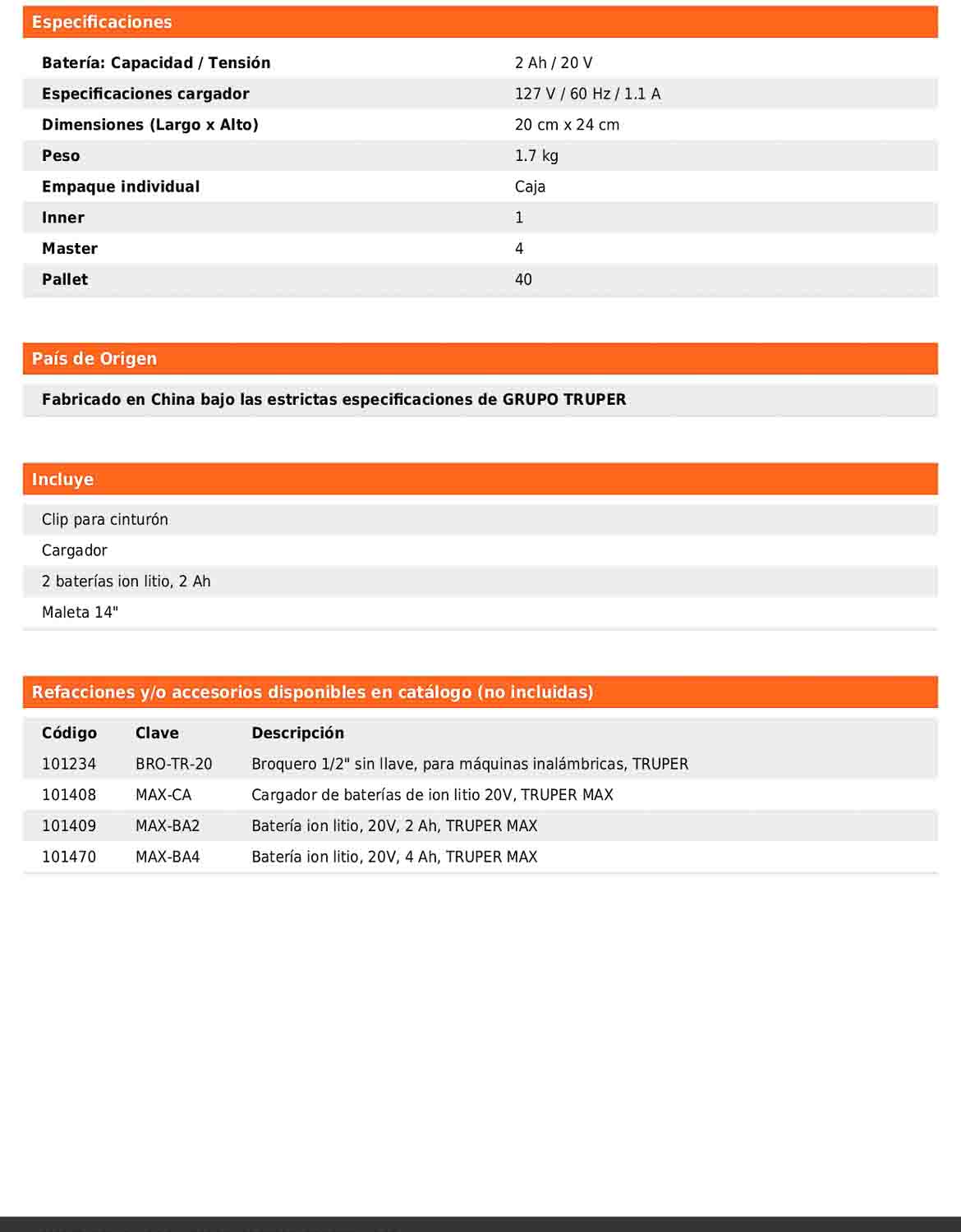 Rotomartillo inalámbrico de 1/2 in con batería 20 V y dos velocidades