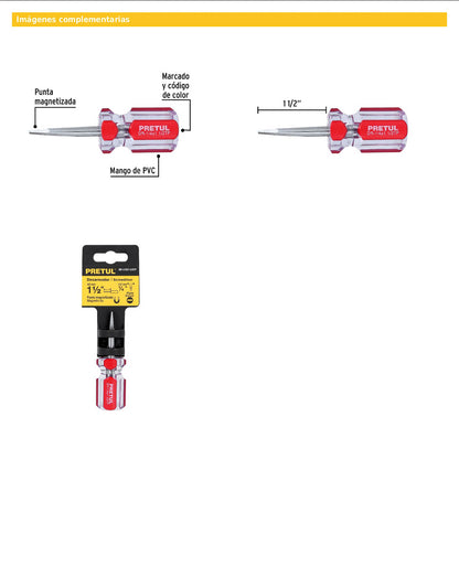 Desarmador plano de 1/4 x 1-1/2 con mango de PVC