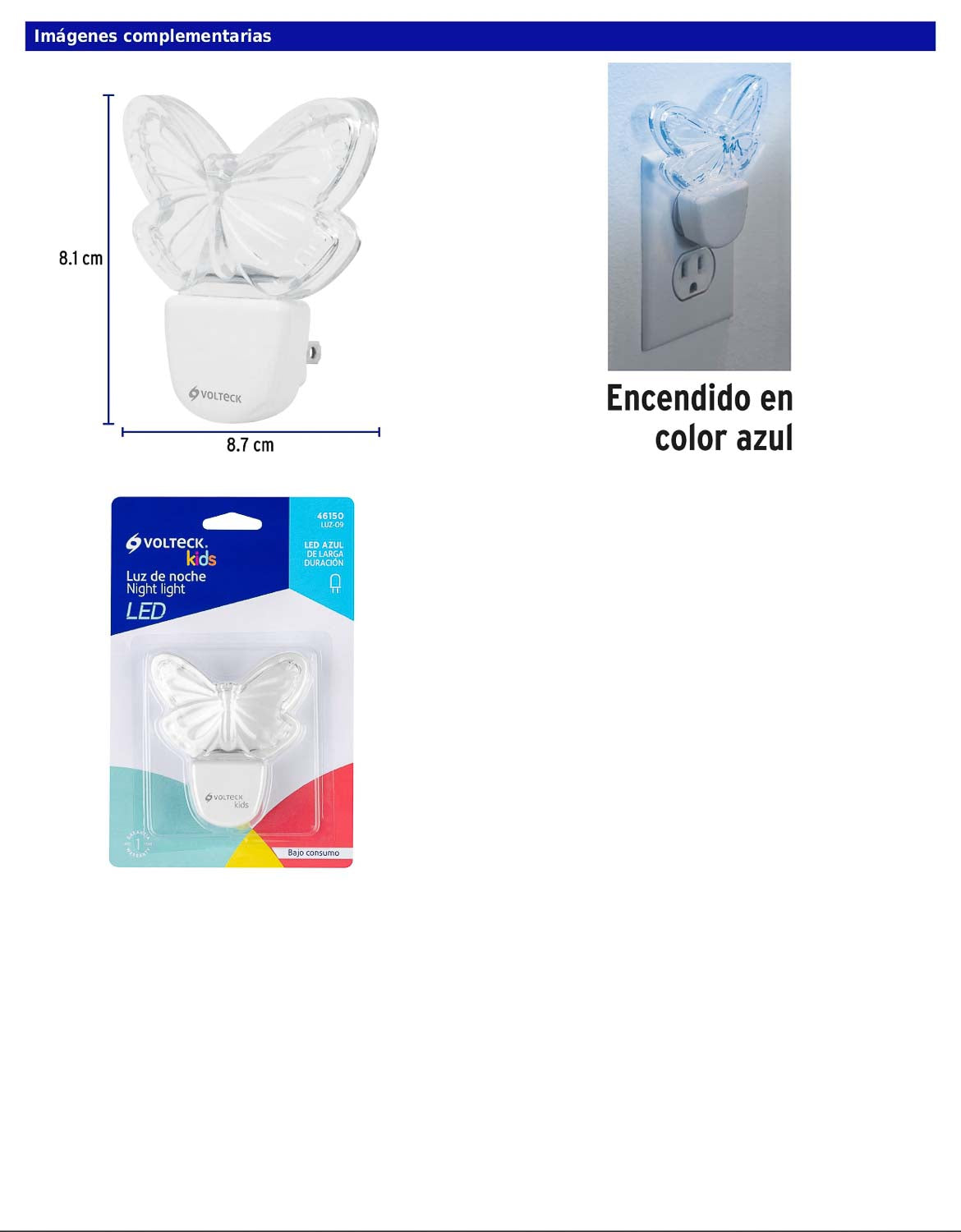 Luz de noche LED con figura de mariposa