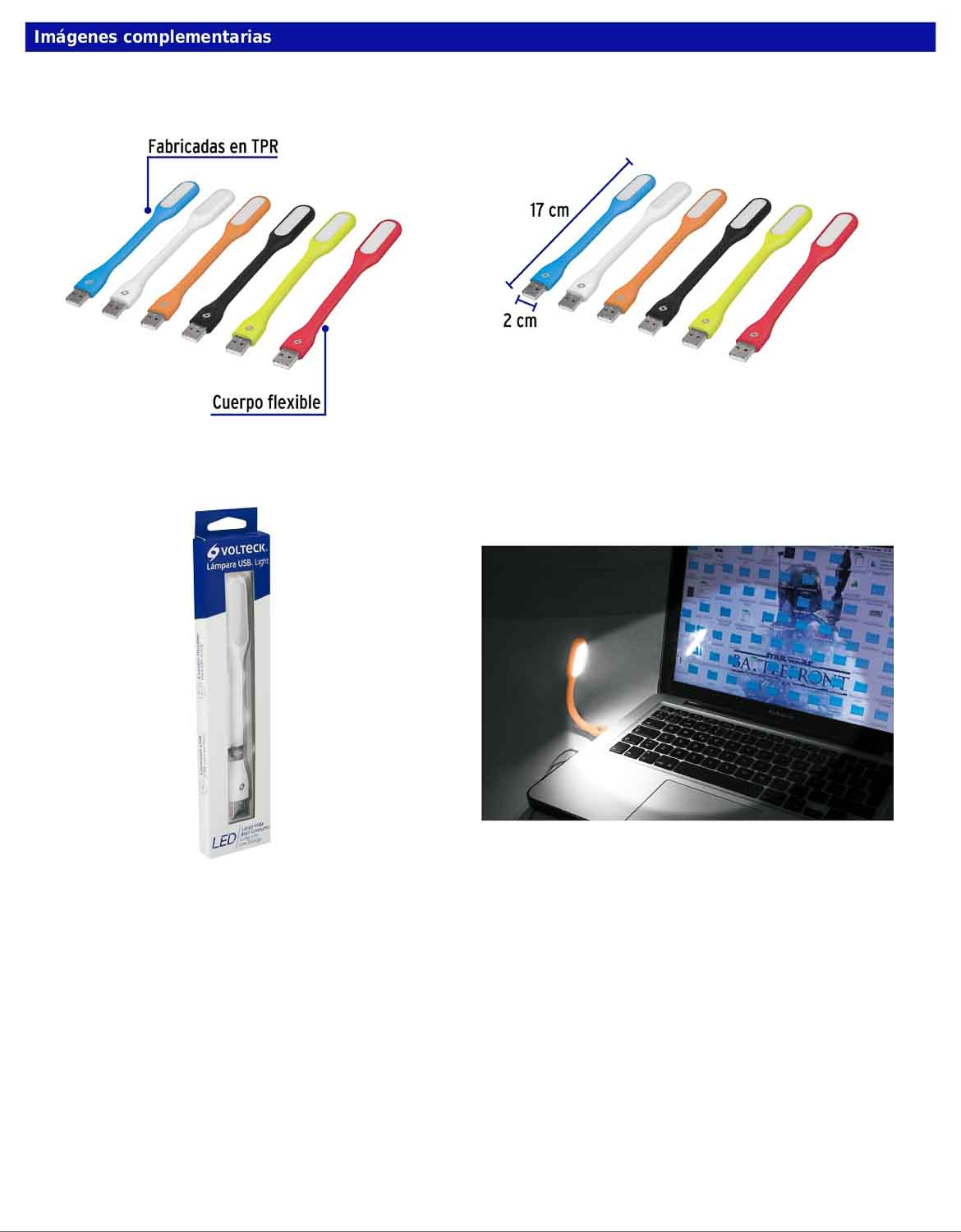 Mini lámpara flexible de 1 W con 5 LEDs para puerto USB