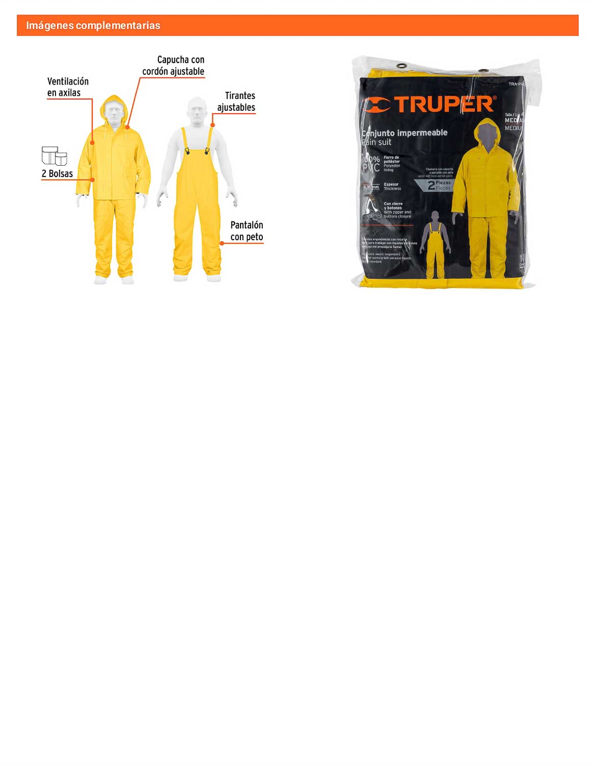 Conjunto impermeable doble capa talla M