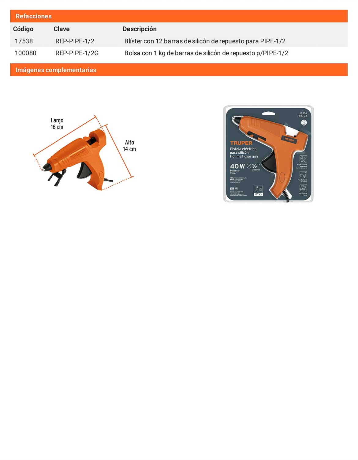 Pistola eléctrica de 40W para silicón