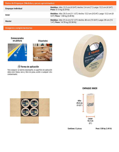 Cinta masking tape de 1 x 50