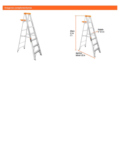 Escalera de tijera tipo II con bandeja 6 peldaños