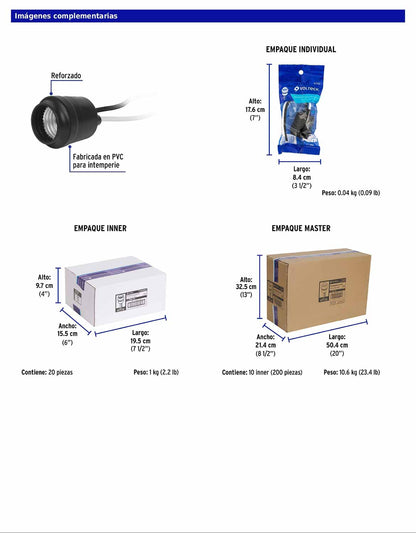 Portalámpara para intemperie reforzada de 127 V y 660 W