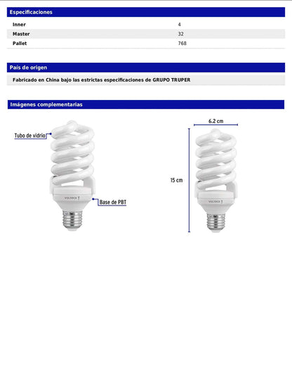 Lámpara espiral T4 de 24 W con luz de día