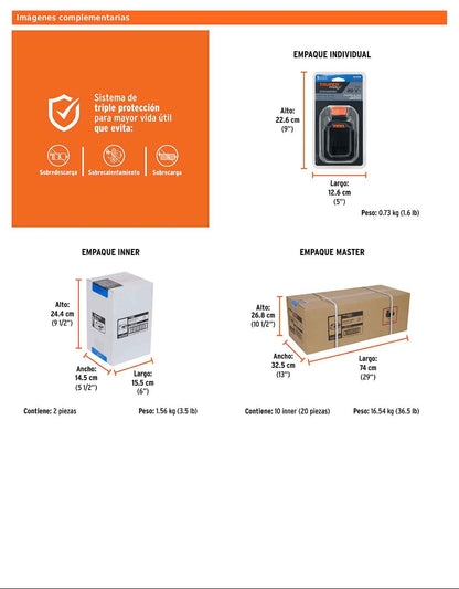 Batería de ion litio de 20 V con capacidad de 4 Ah