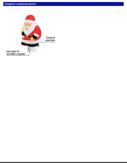 Luz de noche con lámpara E12 con figura de Santa Claus