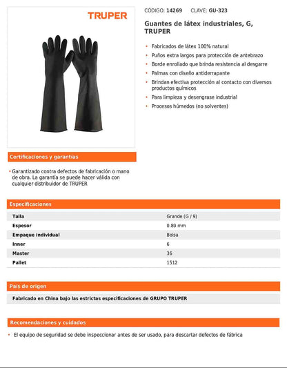 Guantes de látex industriales grande