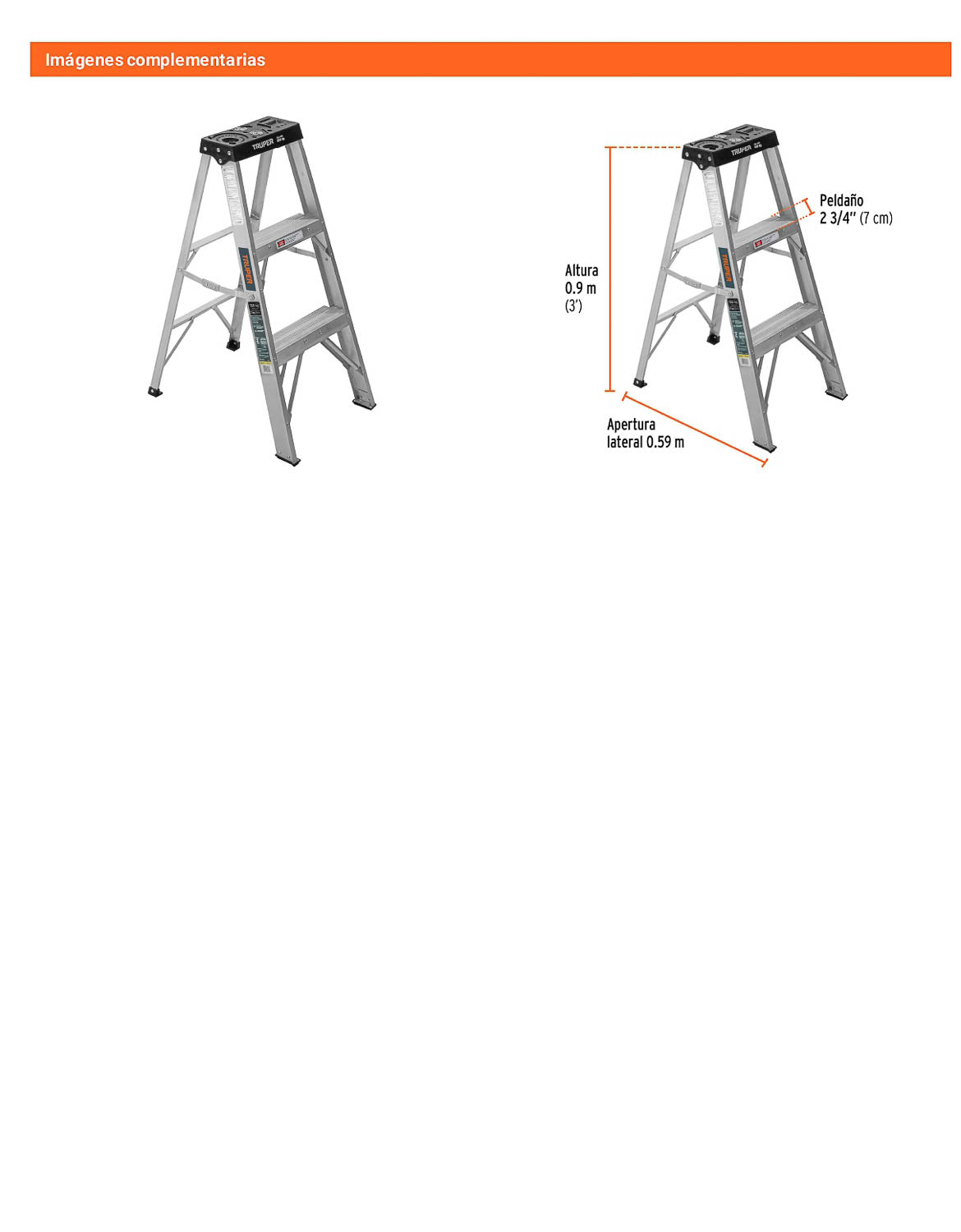 Escalera de tijera tipo III con 2 peldaños