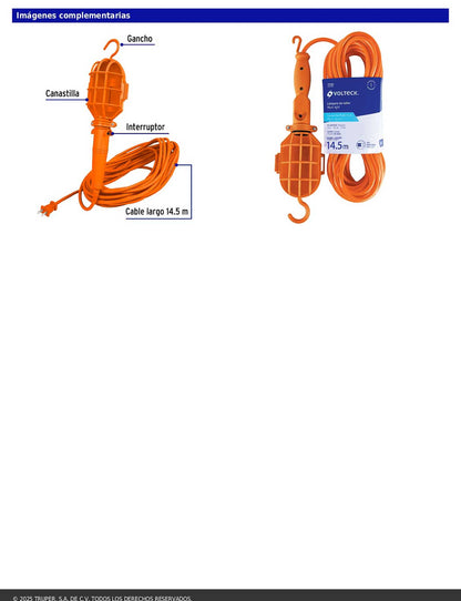 Lámpara de taller con canastilla plástica 14.5 m