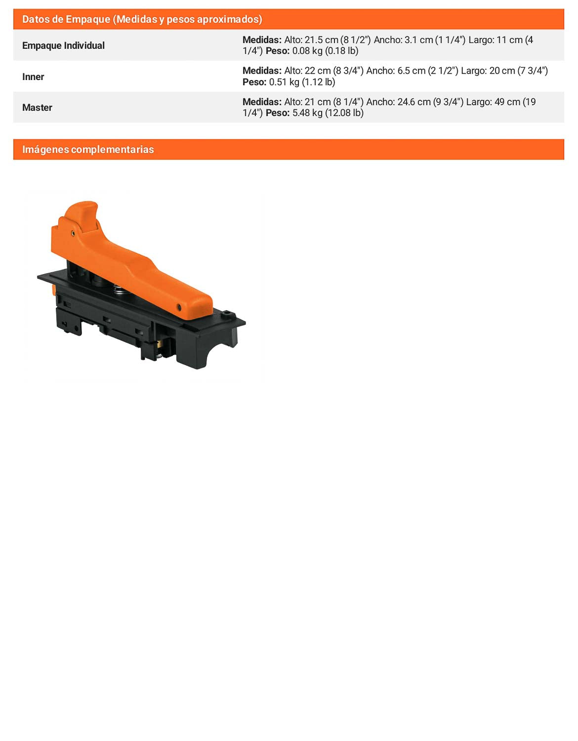 Interruptor de repuesto para esmeriladoras compatible con modelos ESMA-9N4 y ESMA-9N2