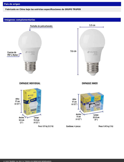 4 pack de focos LED de 6W con luz fría