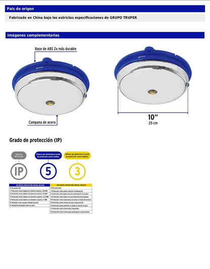 Timbre industrial tipo campana de 10" de 110 V con tono fuerte para alarma