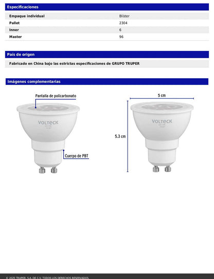 Lámpara LED de 4W tipo MR16 con luz de día