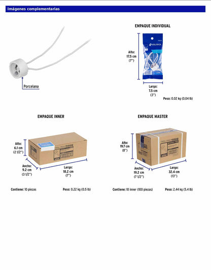 Portalámpara para intemperie reforzada de 127 V con casquillo de aluminio