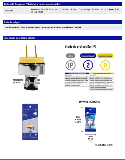 Clavija industrial blindada polarizada de 127 V y 15 A