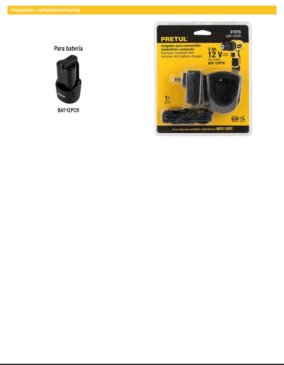 Cargador de baterías de ion litio de 12 V para ROTI-12PC