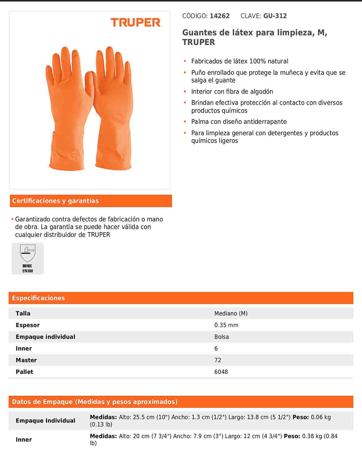 Guantes de látex para limpieza mediano