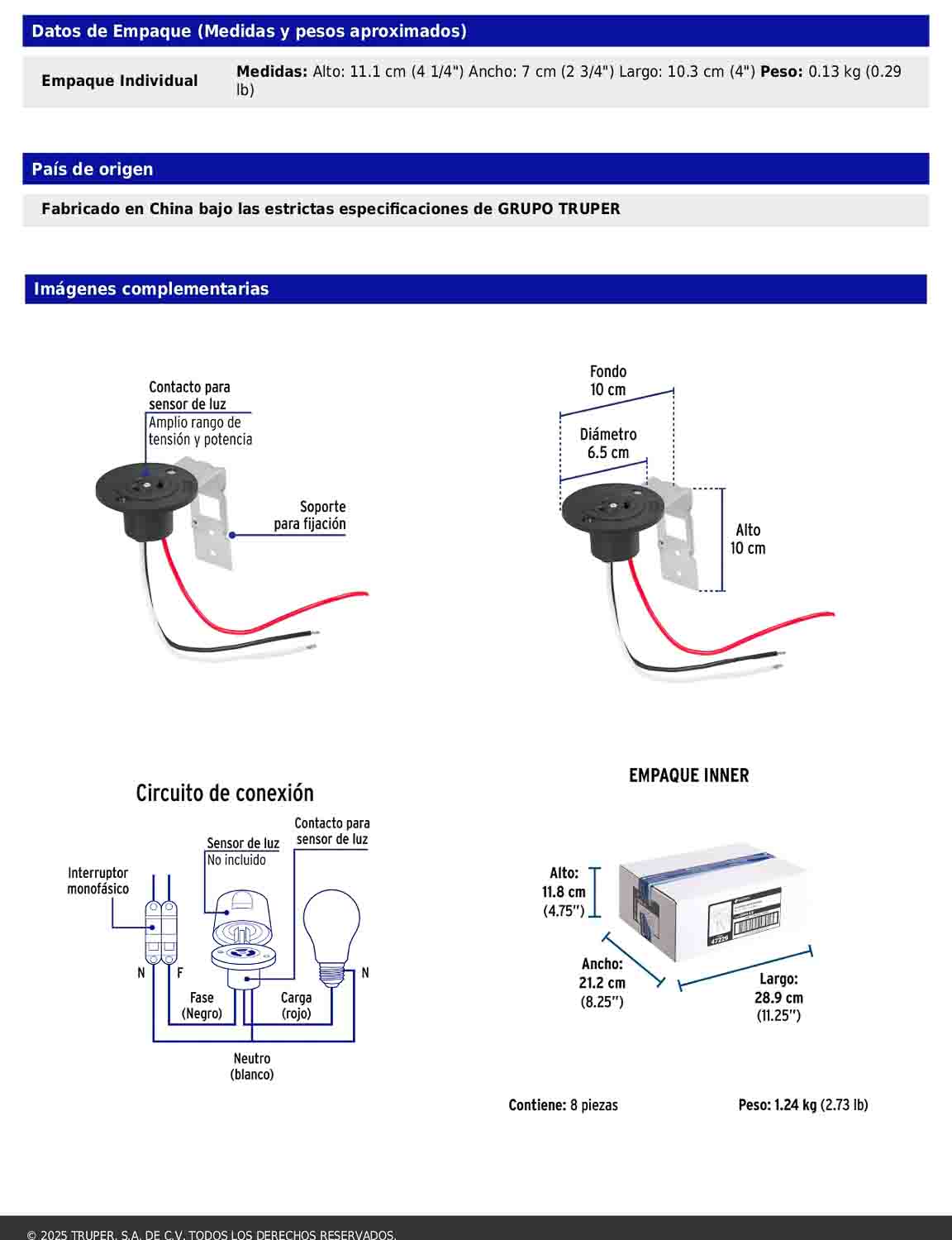 Base para fotocelda de montaje 1/2 vuelta con tensión de 110 – 220 V