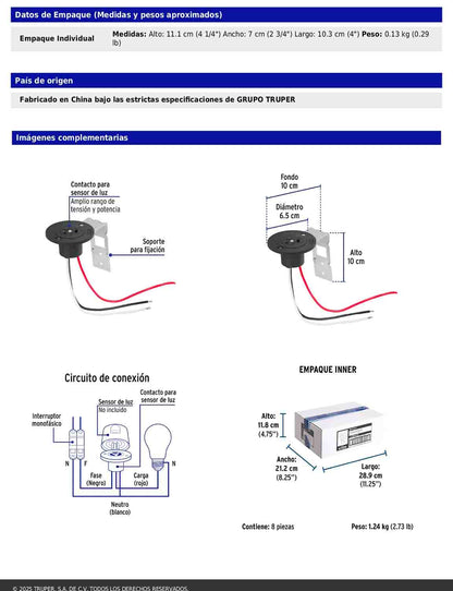 Base para fotocelda de montaje 1/2 vuelta con tensión de 110 – 220 V