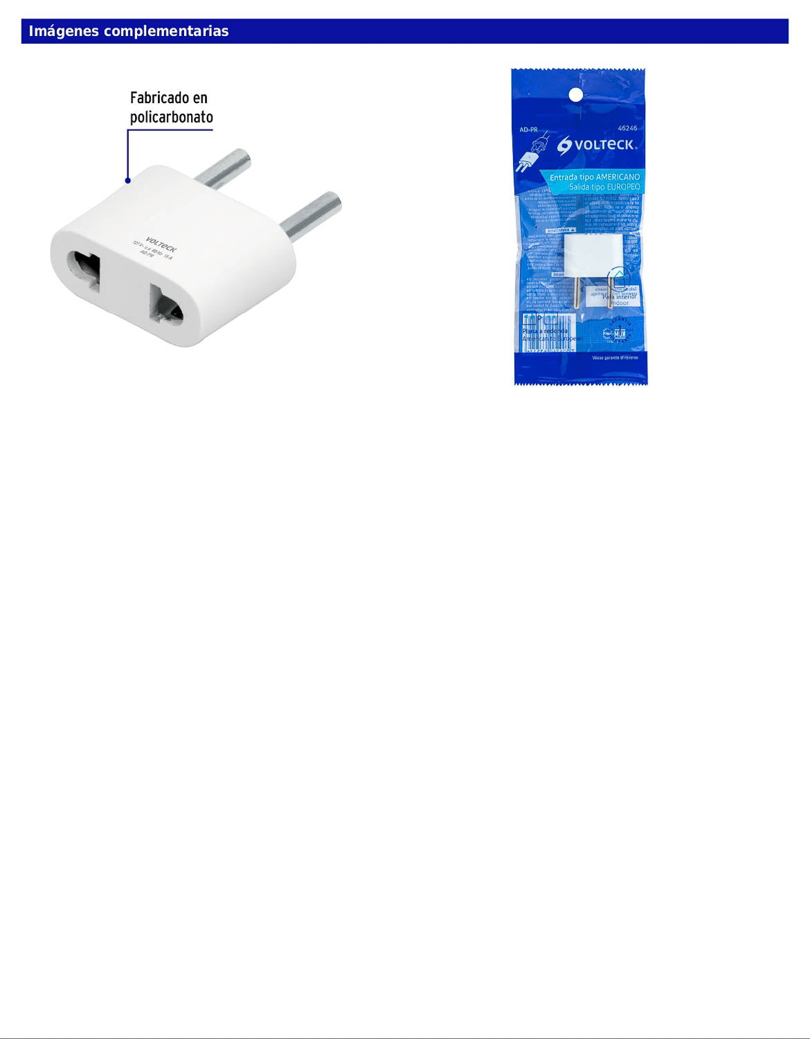 Adaptador de barra plana a redonda con entrada americana y salida europea