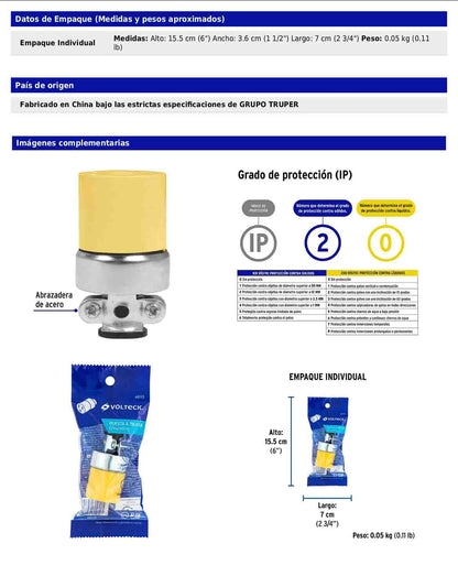 Contacto industrial blindado aterrizado de 127 V y 15 A con 2 polos + tierra