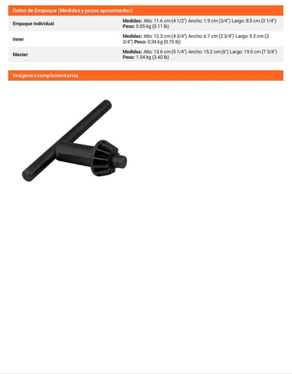Llave para broquero de 1/2"