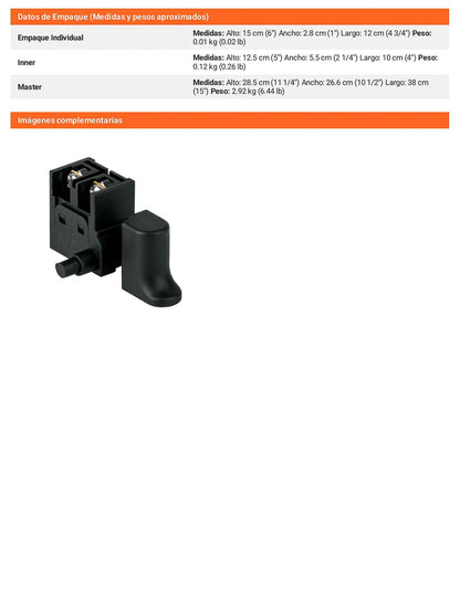 Interruptor de repuesto para esmeriladoras compatible con modelo ESMA-4-1/2A10