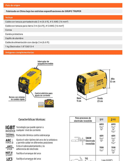 Mini soldadora inversora 130A bi-voltaje 127/220V Ligera