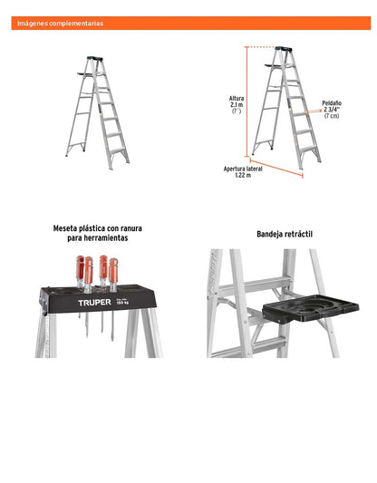 Escalera de tijera tipo III con bandeja 6 peldaños