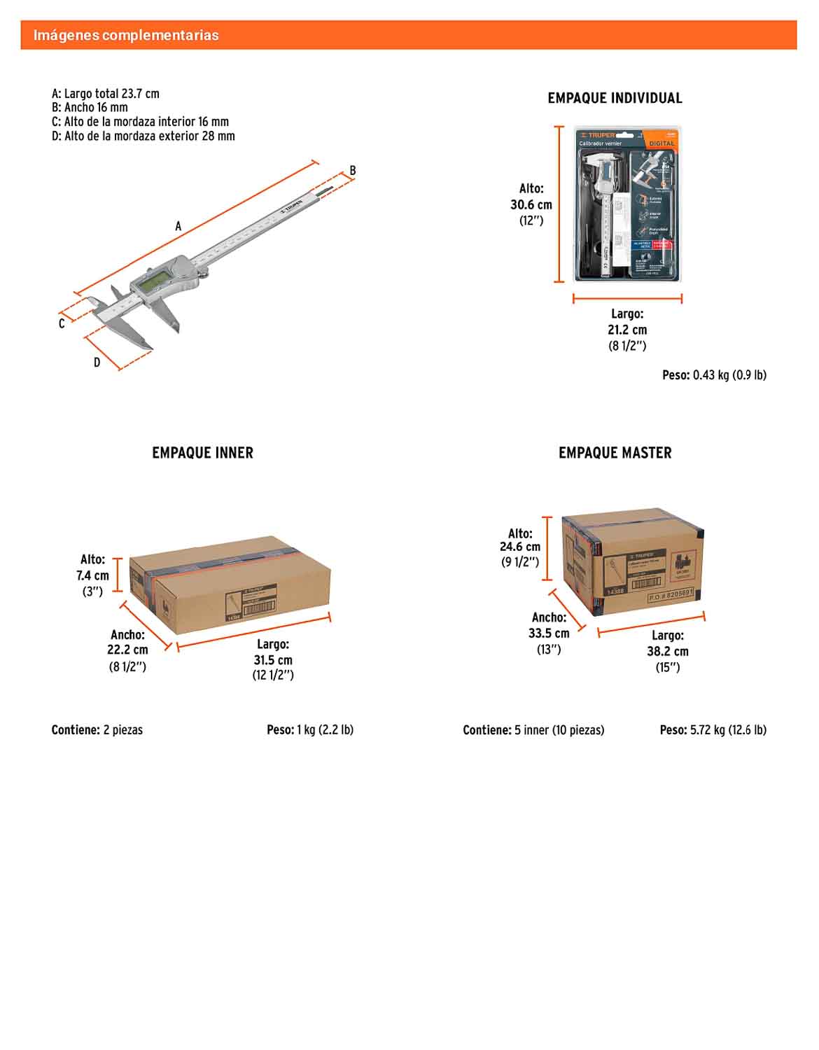 Calibrador vernier digital 6 acero inox std