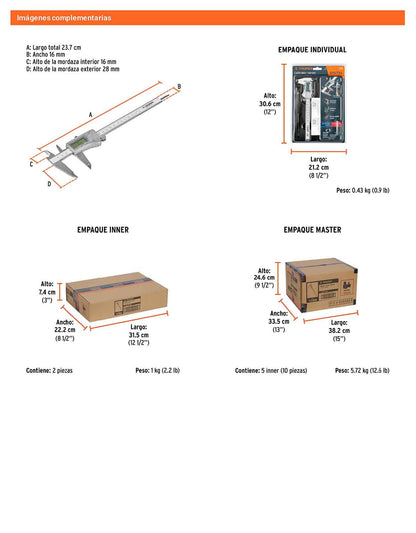 Calibrador vernier digital 6 acero inox std