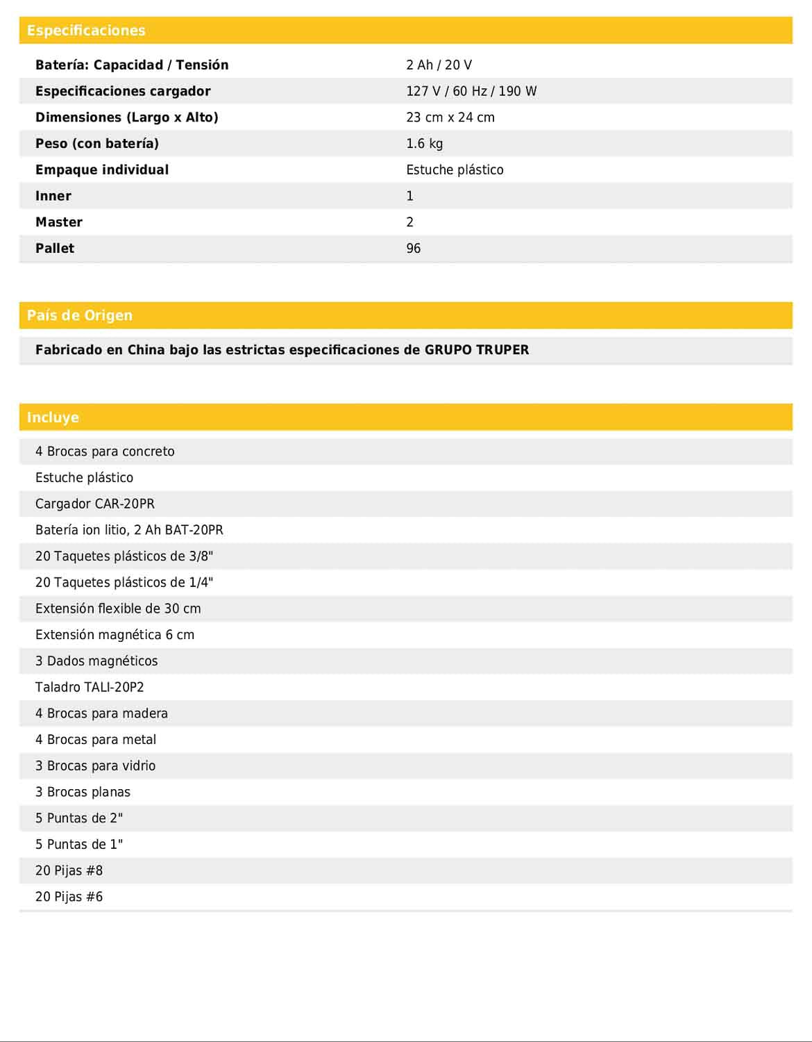 Kit de taladro inalámbrico de 1/2 in con batería 20 V y 32 accesorios
