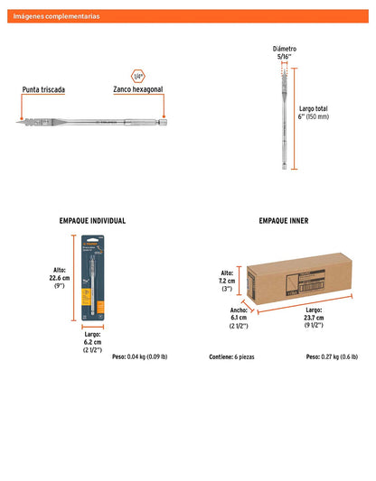 Broca plana de manita 5/16" para madera