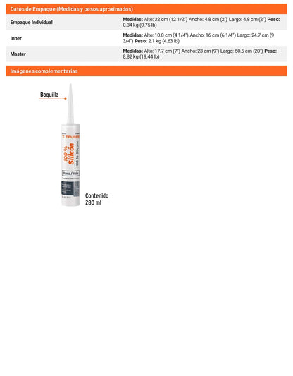 Sellador blanco 100 silicón de 280 ml
