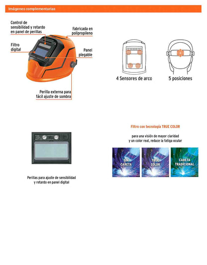 Careta electrónica para soldar 9-13 panel digital