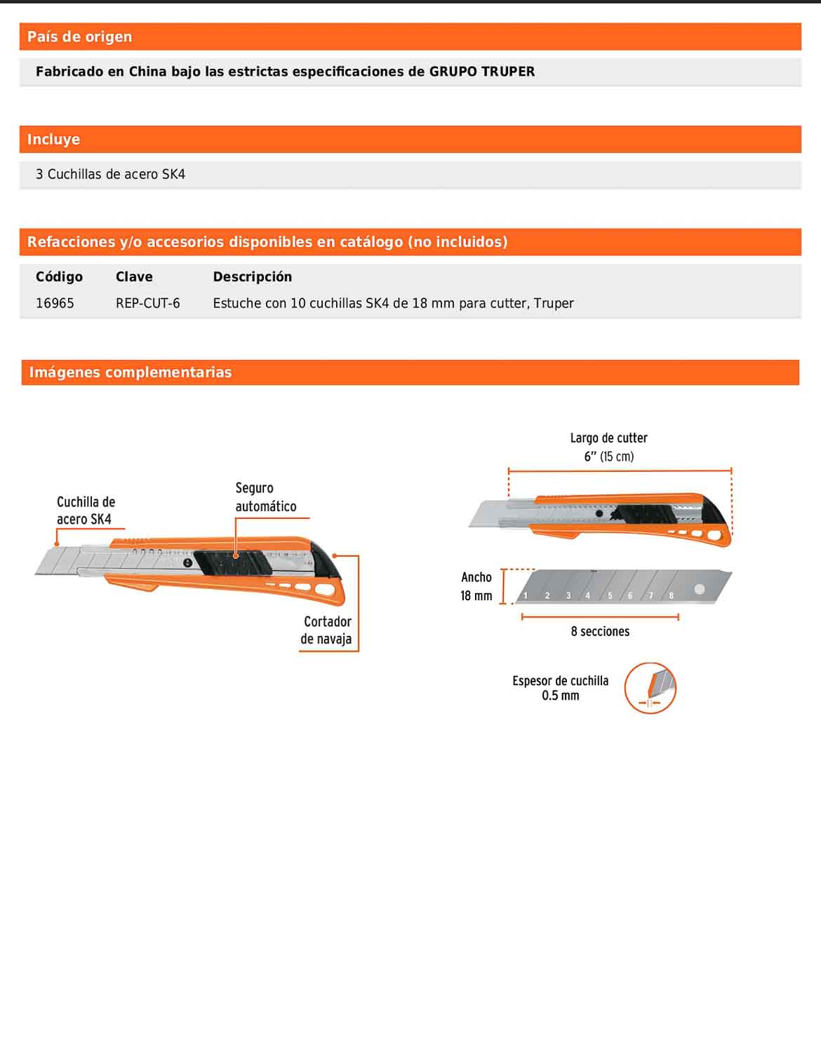 Cutter de 18 mm reforzado de plástico con alma metálica