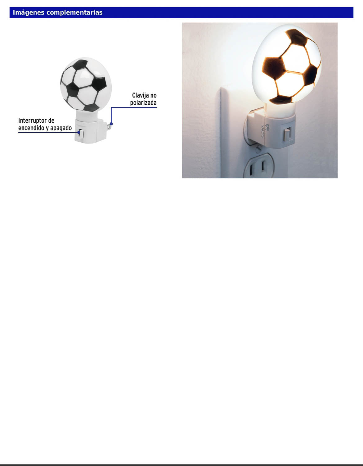Luz de noche con lámpara E12 con figura de balón soccer