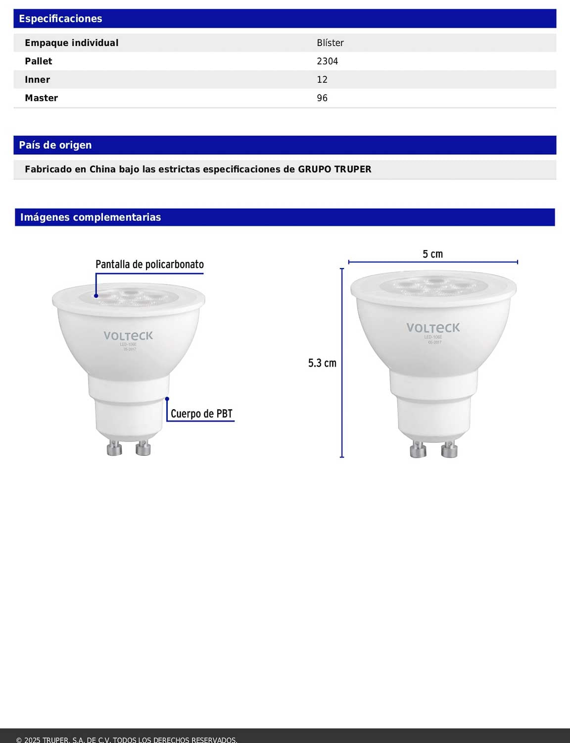 Lámpara LED de 6W tipo MR16 con luz de día