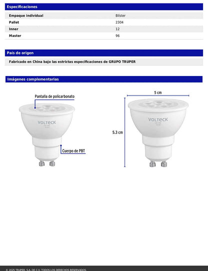 Lámpara LED de 6W tipo MR16 con luz de día