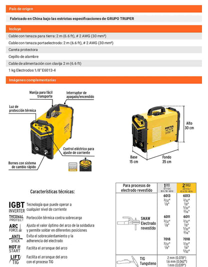 Soldadora inversora 200A bi-voltaje 127/220V Ligera compacta