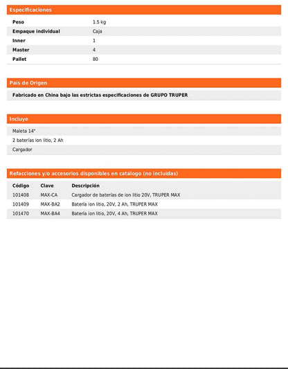 Destornillador de impacto inalámbrico con batería 20 V y tres velocidades